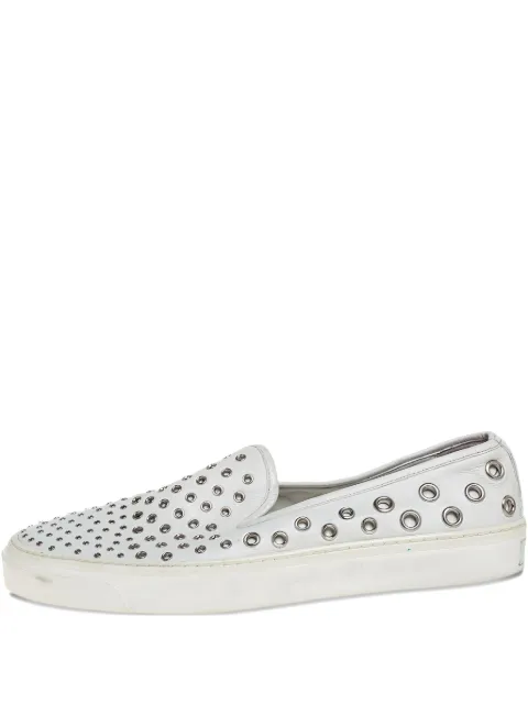 Gucci Pre-Owned eyelet-embellished slip-on sneakers White 426095