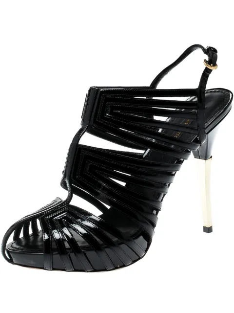Louis Vuitton Pre-Owned 120mm patent leather slingback sandals Black 207034