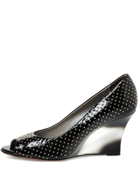Versace Pre-Owned 80mm studded leather wedges Black 333520