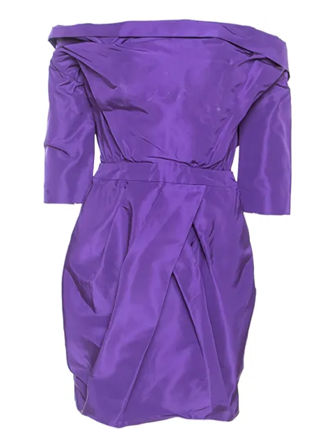 Vera Wang pre-owned off-the-shoulder ruched mini dress Purple 248560