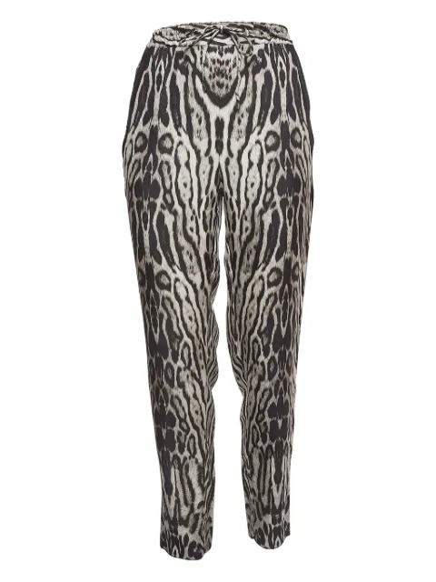 Roberto Cavalli Vintage pre-owned leopard-print silk trousers Black 947259