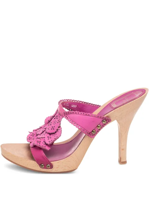 Christian Dior Pre-Owned 100mm ruffle-detailed sandals Pink 569224