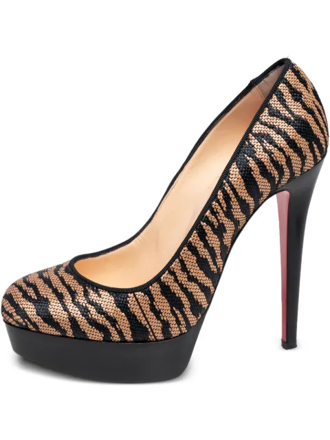 Christian Louboutin Pre-Owned Bianca Panama Tiger Weave platform pumps Neutrals 476622