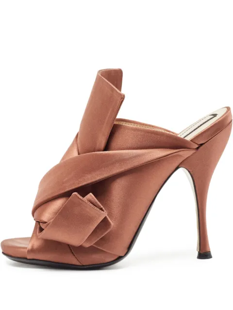Nº21 pre-owned 120mm knotted satin sandals Brown 931016