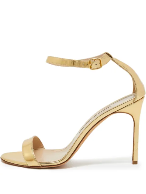 Manolo Blahnik pre-owned 110mm metallic leather sandals Gold 918099