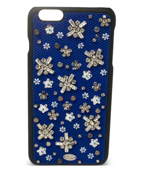 Christian Dior Pre-Owned crystal-embellished iPhone 6 case Blue 444750