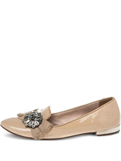 Miu Miu Pre-Owned embellished ballet flats Neutrals 533195