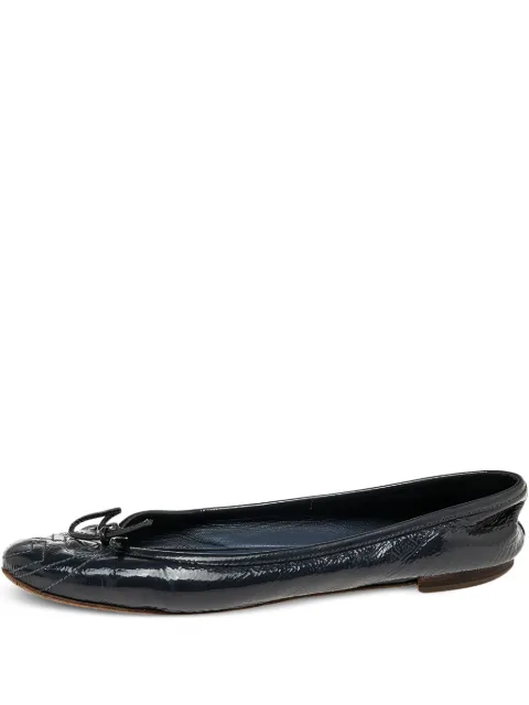 Gucci Pre-Owned patent leather bow ballet flats Blue 525325