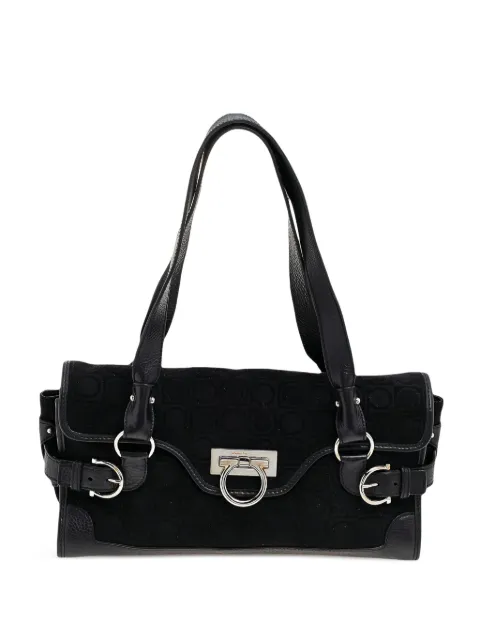 Ferragamo Pre-Owned Gancini leather shoulder bag Black 570634