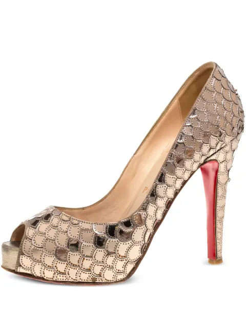 Christian Louboutin Pre-Owned 115mm scaled peep-toe pumps Neutrals 366217