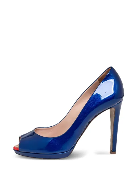 Sergio Rossi Vintage pre-owned 100mm patent-leather peep-toe pumps Blue 418058