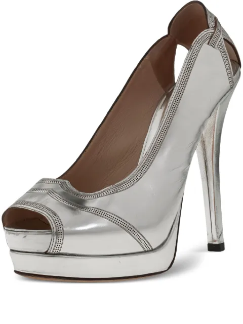 Fendi Pre-Owned 60mm leather peep-toe platform pumps Metallic 456932