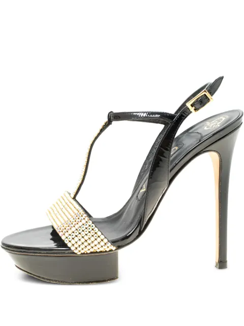 Gina 125mm crystal-embellished T-strap sandals Black 174849