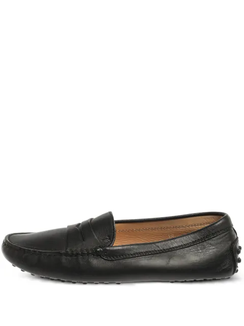 Tod's Vintage pre-owned leather penny keeper loafer shoes Black 352069