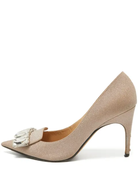 Sergio Rossi Vintage pre-owned 95mm crystal-embellished pumps Neutrals 1055204
