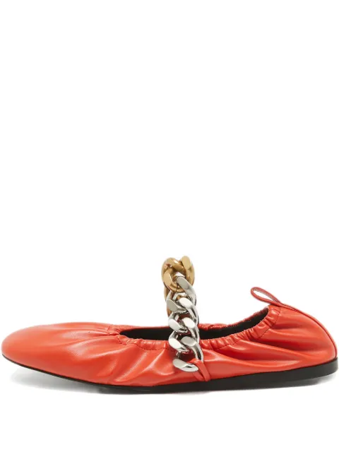 Stella McCartney Pre-Owned Falabella chain-detail ballet flats Orange 1046567