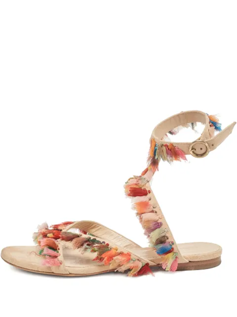 Chloé Pre-Owned suede fringed sandals Neutrals 1029488