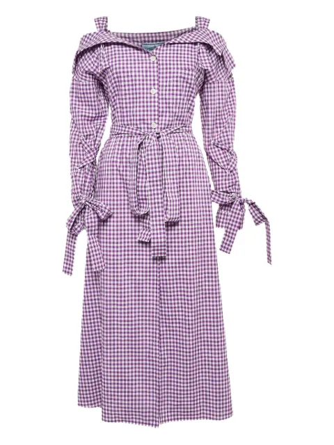 Prada Pre-Owned gingham belted maxi dress Purple 1024209