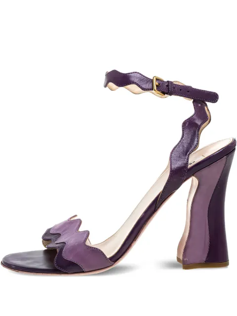 Prada Pre-Owned 105mm scalloped-strap sandals Purple 354918