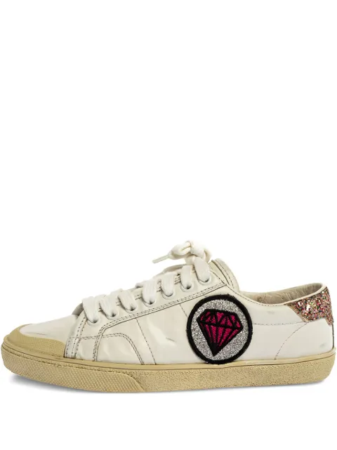 Saint Laurent Pre-Owned Court SL diamond-embellished low-top sneakers White 328855