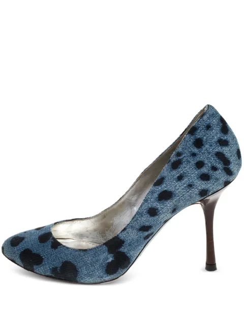 Dolce & Gabbana Pre-Owned 90mm denim leopard-print pumps Black 268137