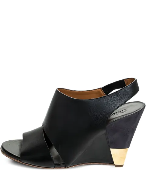 Chloé Pre-Owned 105mm Eliza wedged-heel slingback sandals 252190