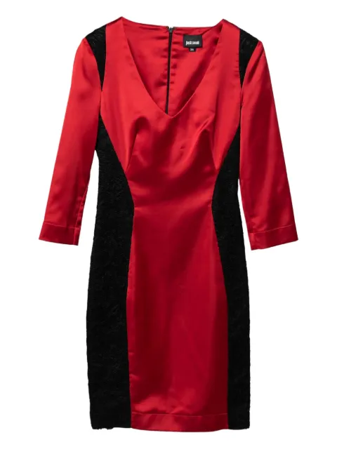 Just Cavalli Vintage satin panelled dress Red 203455