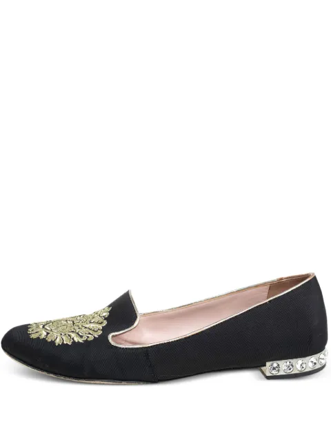 Miu Miu Pre-Owned embroidered loafers Black 404929