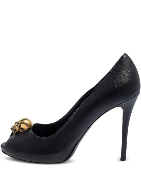 Alexander McQueen Pre-Owned 110mm skull-embellished peep-toe pumps Black 405137
