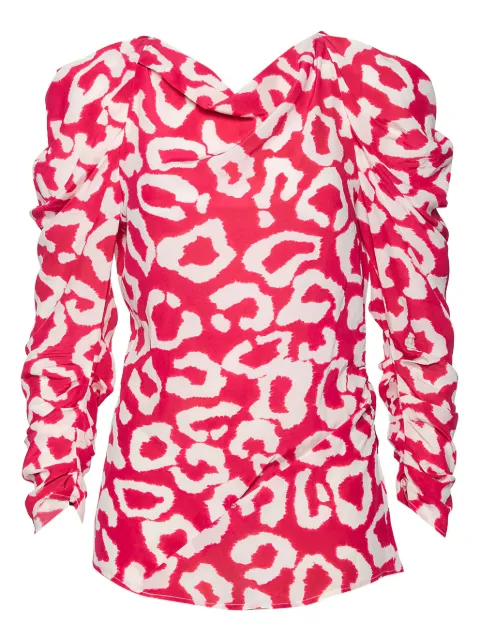 Isabel Marant Vintage 2023 puff-sleeves leopard blouse Pink 595633