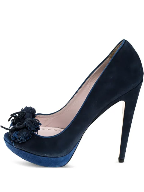 Miu Miu Pre-Owned 2023 135mm tassel platform pumps Blue 252180