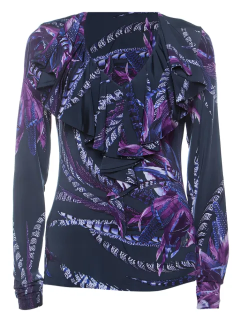 Just Cavalli Vintage pre-owned ruffle printed top Blue 229873