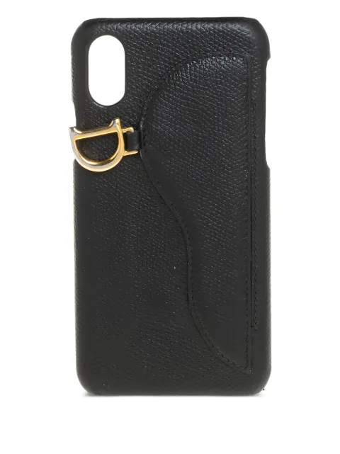Christian Dior Pre-Owned logo-charm leather iPhone X case Black 402928
