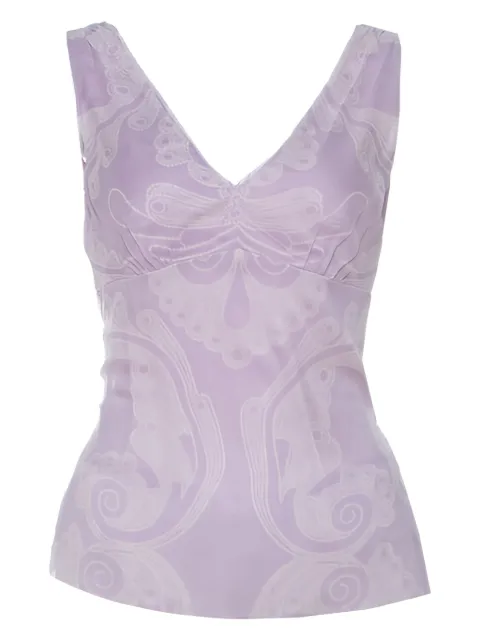 Elie Tahari pre-owned V-neck paisley silk top Purple 216514