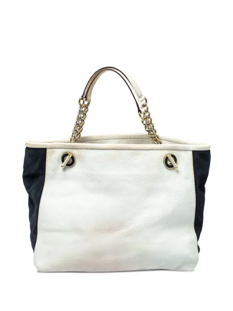 Carolina Herrera Vintage leather chain tote bag White 386701