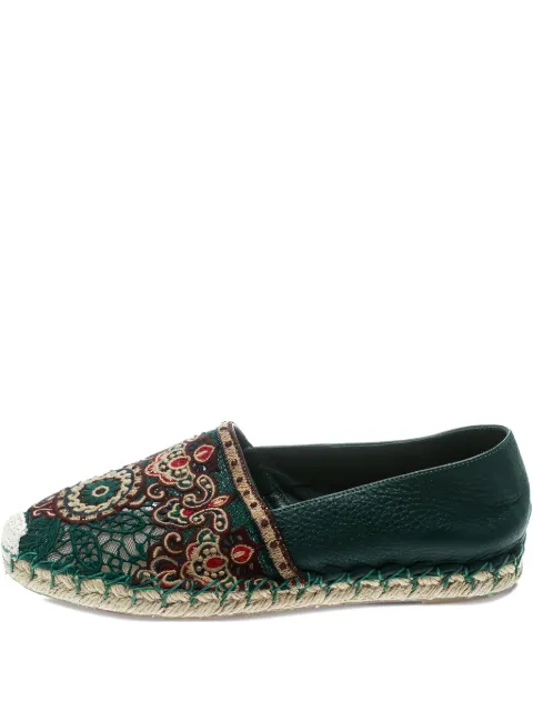 Valentino Garavani Pre-Owned leather lace espadrilles Green 178122