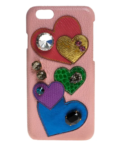 Dolce & Gabbana Pre-Owned heart leather appliqué phone case Pink 246581