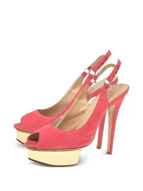 Charlotte Olympia pre-owned 145mm Bon Bon slingback platform pumps Pink 341005