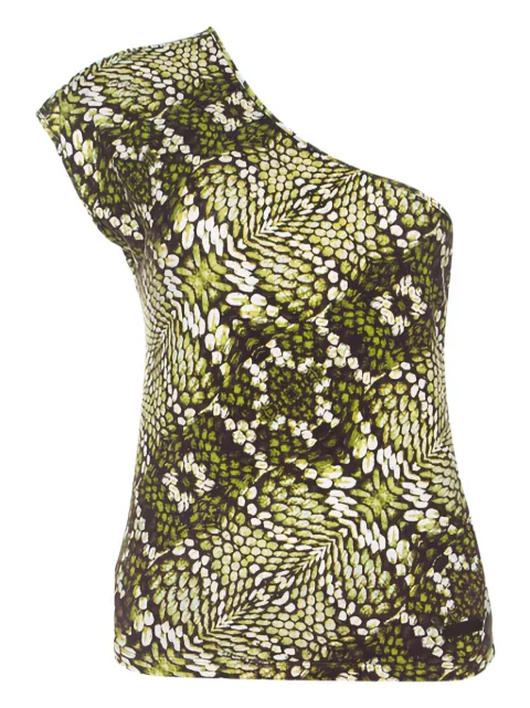 Just Cavalli Vintage Pre-owned one-shoulder snake-print top Green 216805