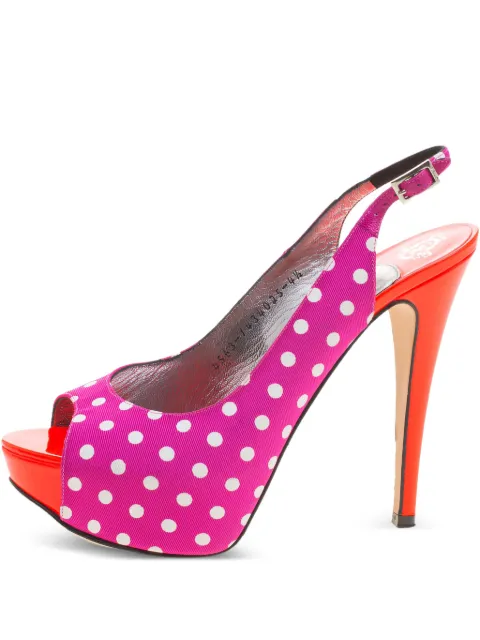 Gina pre-owned 130mm polka dot slingback sandals Purple 126477