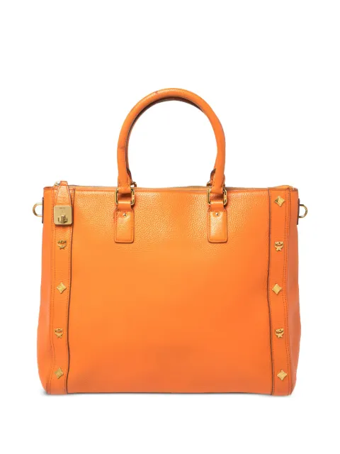 MCM Pre-Owned leather stud-detail tote bag Orange 367011