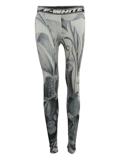 Off-White Pre-Owned floral-print leggings Grey 1049410