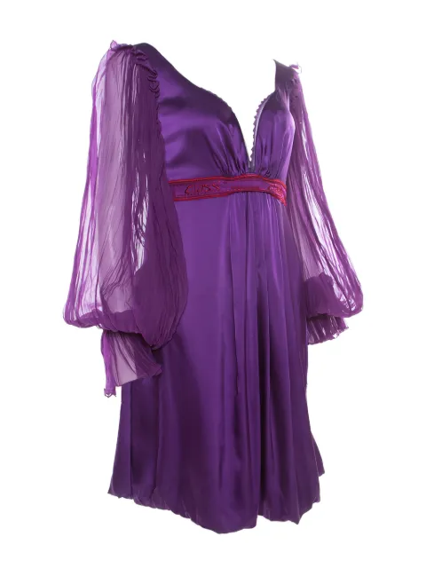 Roberto Cavalli Vintage sheer-sleeved embroidered dress Purple 186464