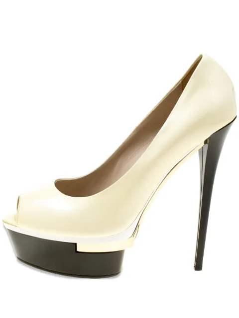 Le Silla 155mm peep-toe platform pumps Neutrals 178113