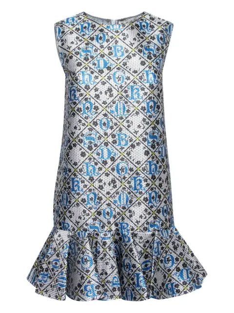 Mary Katrantzou metallic-finish graphic-print dress Grey 203948