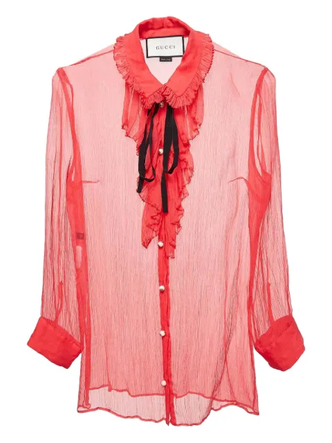 Gucci Pre-Owned buttoned-up ruffled shirt Pink 1024323