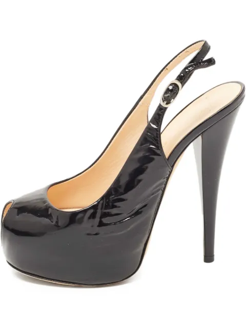 Giuseppe Zanotti Vintage peep-toe platform slingback sandals Black 856205