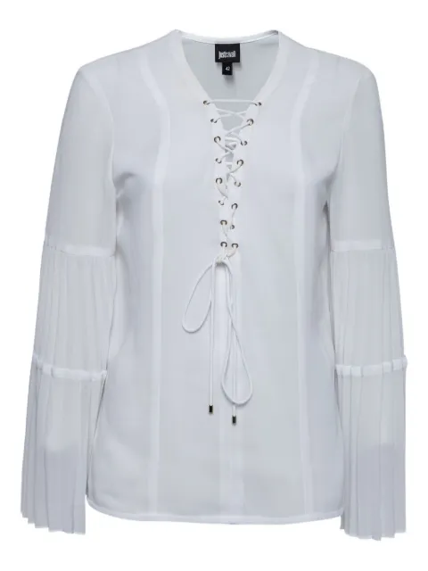 Just Cavalli Vintage pleated lace-up blouse White 641101