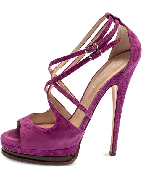 Casadei Vintage pre-owned 140mm strappy suede sandals Purple 349238
