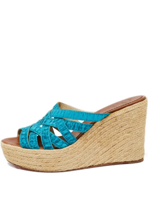 Christian Louboutin Pre-Owned 110mm espadrille wedge sandals Blue 651418